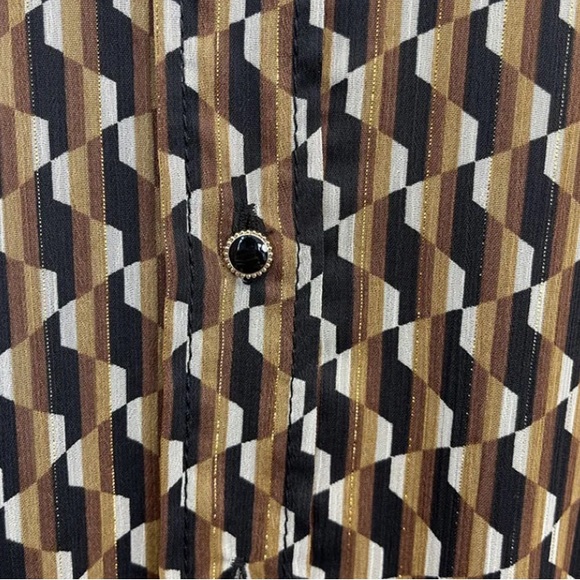 zara mini brown and black dress with metallic detail - Picture 6 of 6